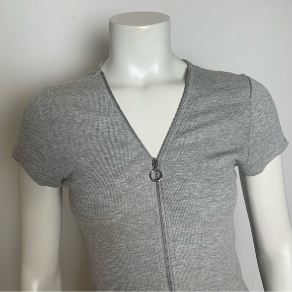 Grey O-Ring Zipper Midi Dress Medium - Picture 4 of 10